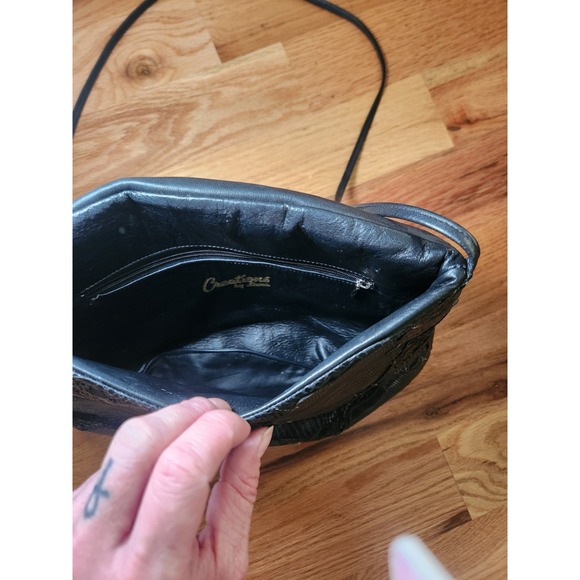 Vintage 90s Creations By Tony Lama Snakeskin Leather Purse Retro Grunge Chic - Picture 9 of 15